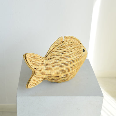 【utatane 籐カゴバッグ】単品 熱帯魚 クラッチバッグ ショルダー かごバッグ  ラタンウィッカー 籐編み ハンドメイド 天然素材 ボヘミアン（5371605900）