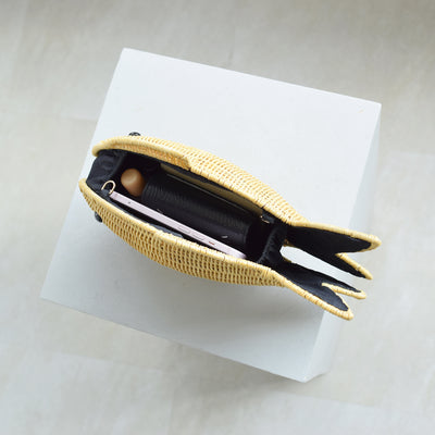 【utatane 籐カゴバッグ】単品 熱帯魚 クラッチバッグ ショルダー かごバッグ  ラタンウィッカー 籐編み ハンドメイド 天然素材 ボヘミアン（5371605900）