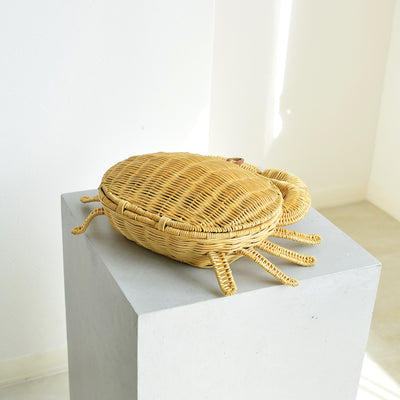 【utatane 籐カゴバッグ】単品 蟹 クラッチバッグ ショルダー かごバッグ  ラタンウィッカー 籐編み ハンドメイド 天然素材 ボヘミアン（5371606000）