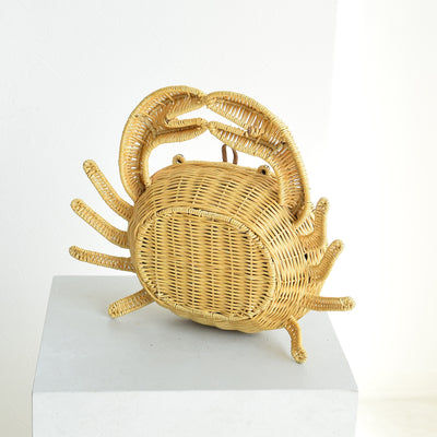 【utatane 籐カゴバッグ】単品 蟹 クラッチバッグ ショルダー かごバッグ  ラタンウィッカー 籐編み ハンドメイド 天然素材 ボヘミアン（5371606000）