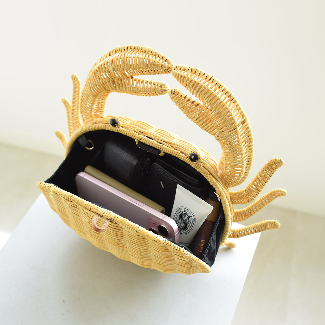 utatane 籐カゴバッグ】単品 蟹 クラッチバッグ ショルダー かごバッグ