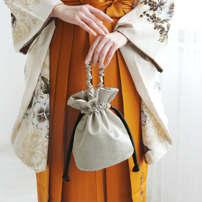 【巾着バッグ utatane レザー調コード】 箔調 袴（はかま）/浴衣用バッグ（5374605700）