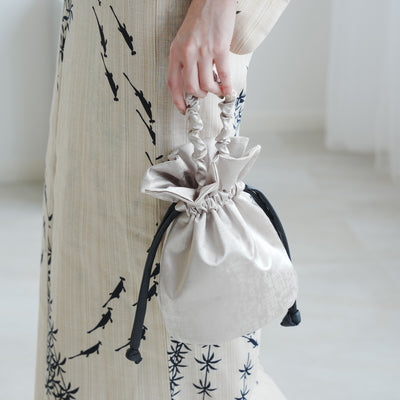 【巾着バッグ utatane レザー調コード】 箔調 袴（はかま）/浴衣用バッグ（5374605700）