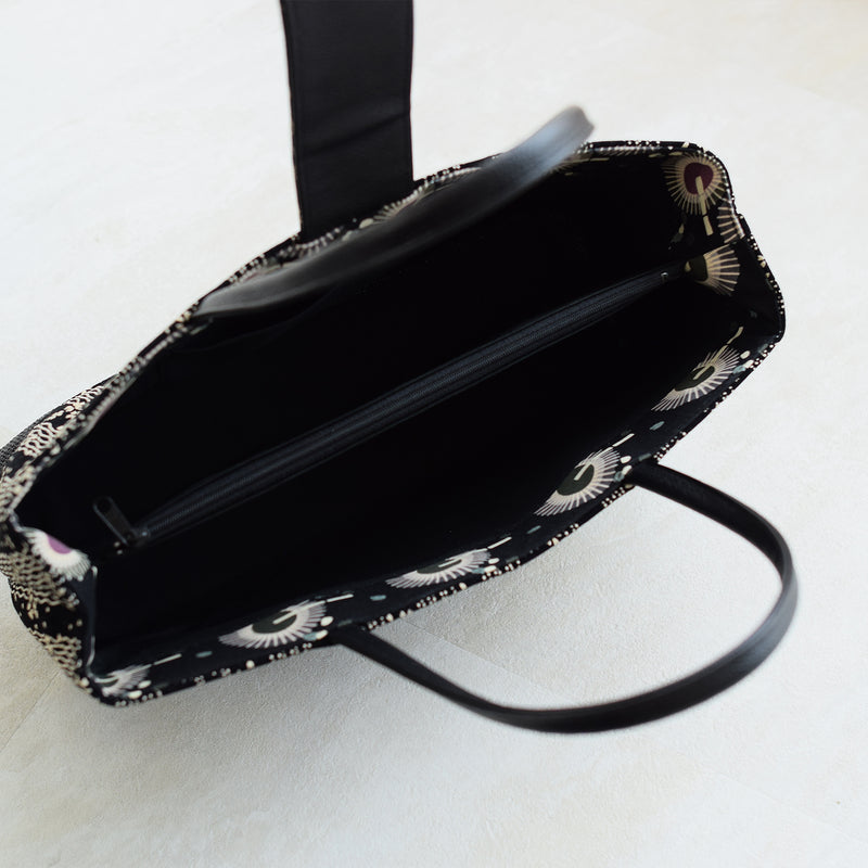 【和装バッグ 印伝風小紋柄】トートバッグ 横型 かばん ポケット 和装小物 お稽古やお出かけに（5376600301）【取り寄せ品】