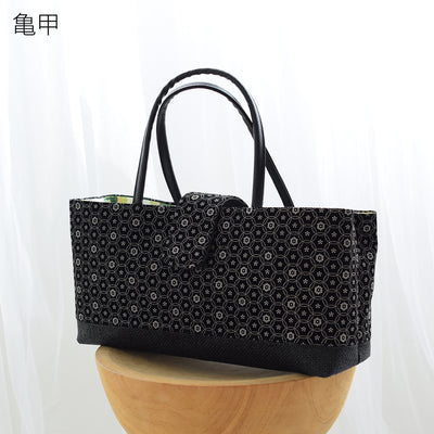 【和装バッグ 印伝風小紋柄】トートバッグ 横型 かばん ポケット 和装小物 お稽古やお出かけに（5376600301）【取り寄せ品】