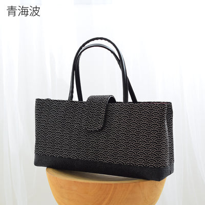 【和装バッグ 印伝風小紋柄】トートバッグ 横型 かばん ポケット 和装小物 お稽古やお出かけに（5376600301）【取り寄せ品】