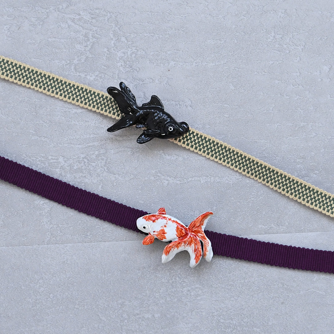 ニコアンティーク 帯締め＋帯留め 2点セット】金魚 出目金