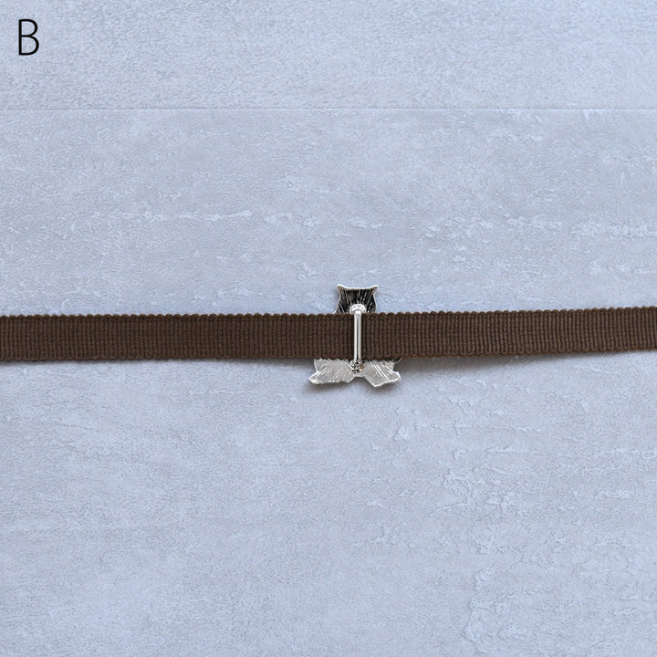 ニコアンティーク 帯締め＋帯留め 2点セット】おすわり猫 真田紐