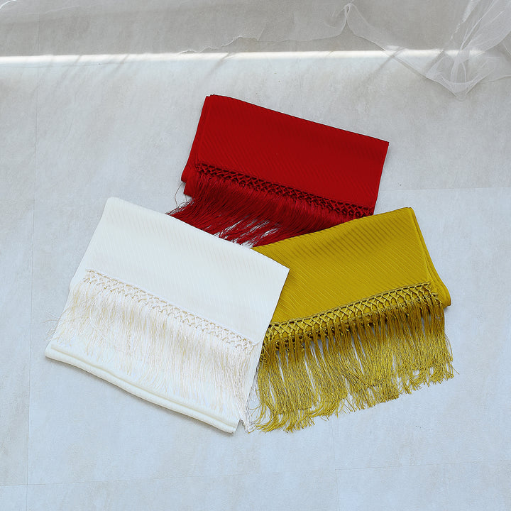 未使用 商品タグ付き美品 和風館 振袖 正絹 志古貴 しごき からし色ストライプ 志古貴 正絹 ストライプ フリンジ しごき 振袖 大人用 女性 レディース