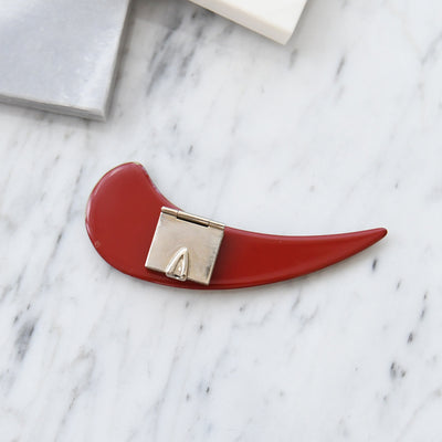 【帯留め 蒔絵 赤つの 金笹】日本製 帯小物 和風 ハンドメイド 三分紐/四分紐に 帯締めのアンティークなアクセント（5408624200）