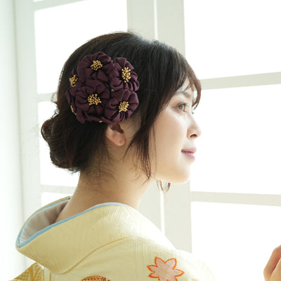 髪飾り ヘアアクセサリー コーム・Uピン3点セット マムブーケ＆チュール 日本製  （5432610401）