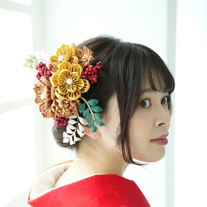 髪飾り ヘアブーケ 髪飾り ヘアアクセサリー コーム・Uピン5点セット 睡蓮ブーケ