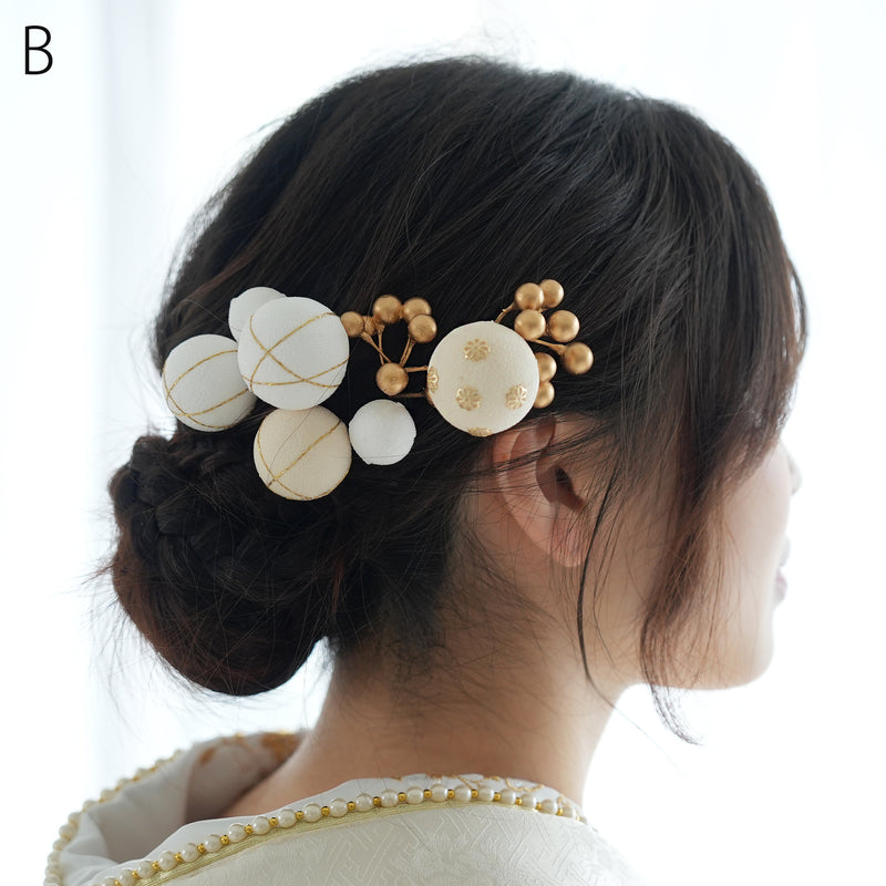 髪飾り ヘアアクセサリー Uピン8本セット ゴールド 鞠 日本製  （5432618101）