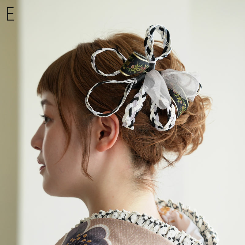 髪飾り ヘアアクセサリー コーム単品 BIG 水引 リボン 刺繍 オーガンジー 日本製  （5432620301）