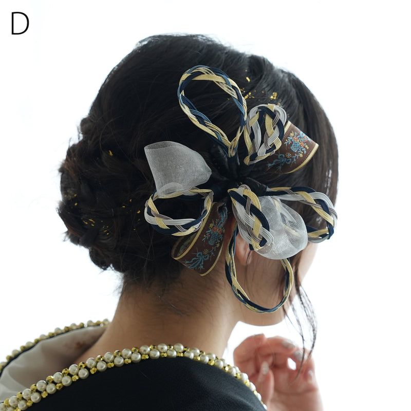 髪飾り ヘアアクセサリー コーム単品 BIG 水引 リボン 刺繍 オーガンジー 日本製  （5432620301）