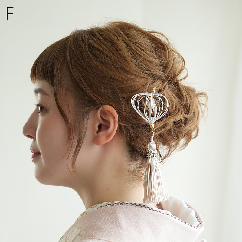 髪飾り ヘアアクセサリー 水引＆タッセルほおずきかんざし 鬼灯 単品 日本製  （5432621301）