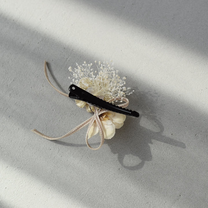 髪飾り ヘアアクセサリー クリップ単品 つまみ細工 梅＆リボン