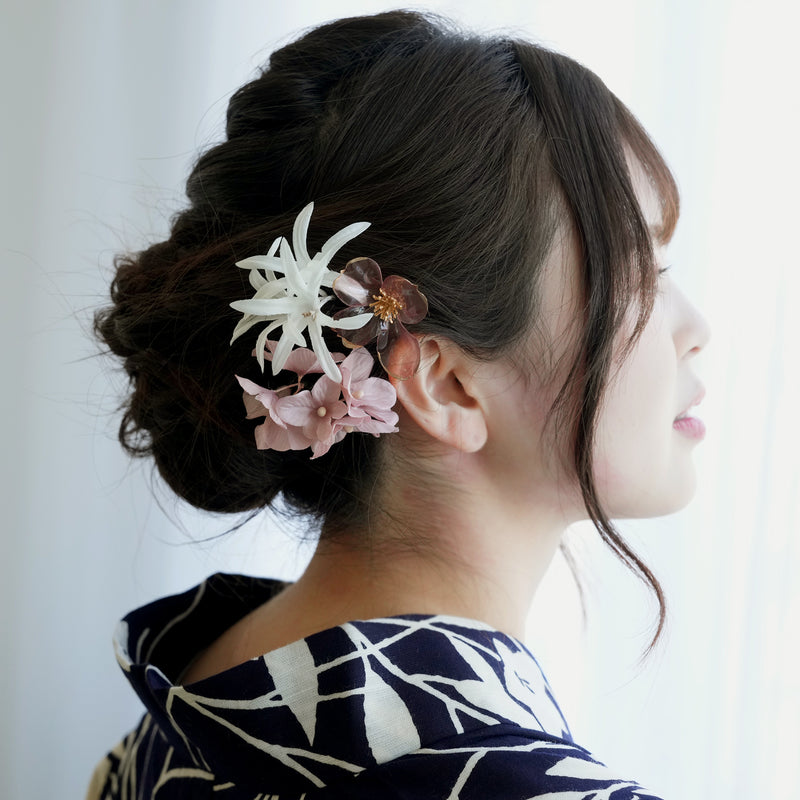 髪飾り ヘアアクセサリー ヘアピン3本セット アメリカンフラワー 日本製 （5432623601）