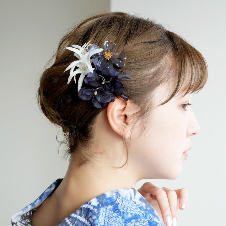 セザンヌ フラワーモチーフ 樹脂製 ヘアアクセサリー 髪飾り ヘアアクセサリー ヘアピン3本セット アメリカンフラワー
