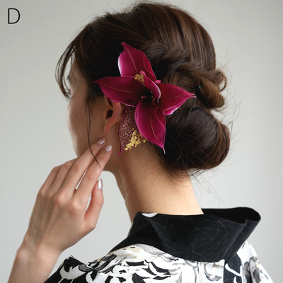 【髪飾り 百合】コーム 日本製 ヘアアクセサリー 白 シルバー ゴールド 浴衣 成人式 振袖 卒業式 袴 普段のヘアアレンジにも【取り寄せ品】（5432625601）