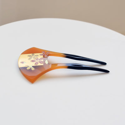 【かんざし 雅桜】単品 簪 髪飾り 蒔絵調 二本差し 髪留め バチ型 扇型 日本製 結婚式や卒業式などに（5432630000）