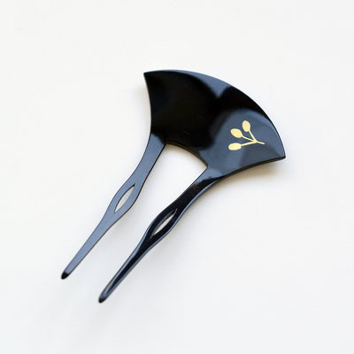 【かんざし 月と萩】単品 簪 髪飾り 蒔絵調 二本差し 髪留め バチ型 扇型 日本製 結婚式や卒業式などに（5432630600）