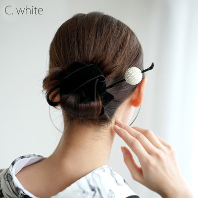 【髪飾り 玉かんざし】正絹 絞り ヘアアクセサリー  日本製 成人式 振袖 卒業式 袴 普段のヘアアレンジにも（5432630801）