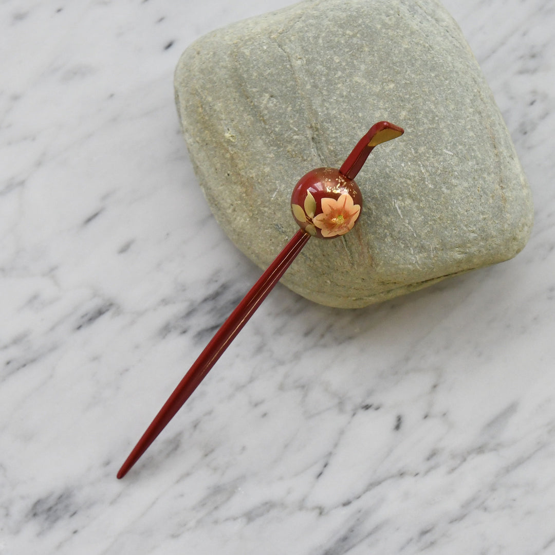 髪飾り 蒔絵かんざし 鉄線・赤】玉かんざし 簪 ヘアアクセサリー 日本