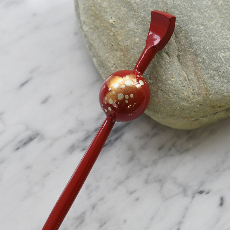 【髪飾り 蒔絵かんざし 紅葉・赤】玉かんざし 簪 ヘアアクセサリー  日本製 浴衣や成人式振袖、卒業式袴や普段のヘアアレンジにも（5432632000）