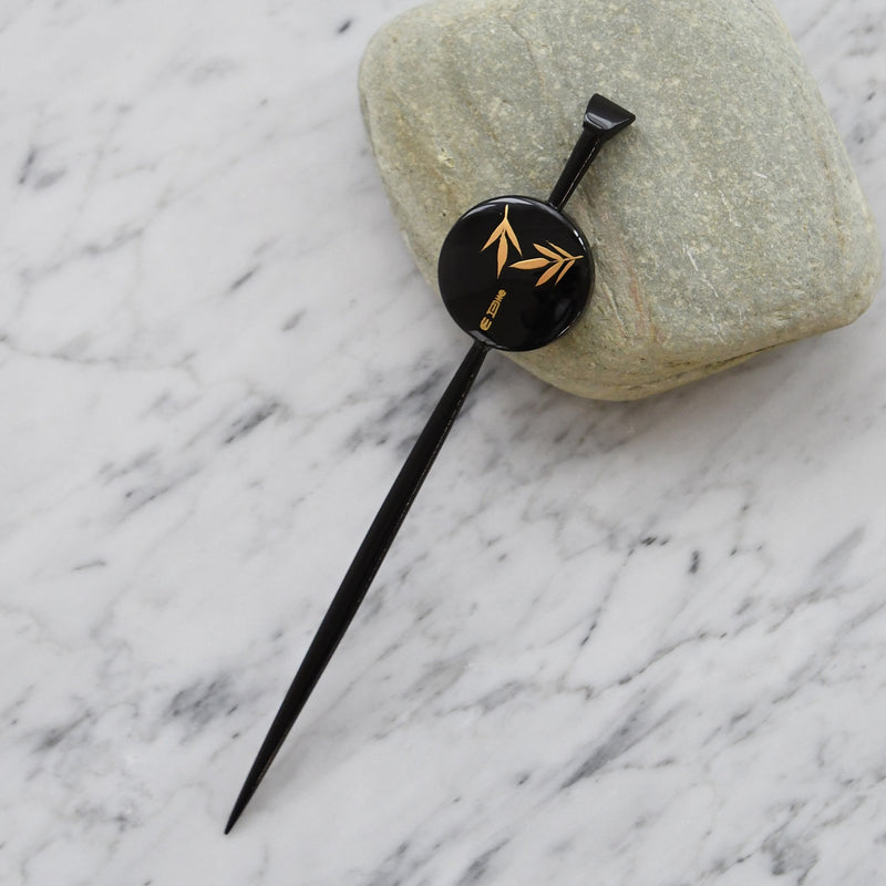 【髪飾り 蒔絵かんざし 桔梗・緑】平打ちかんざし 簪 ヘアアクセサリー  日本製 浴衣や成人式振袖、卒業式袴や普段のヘアアレンジにも（5432632300）