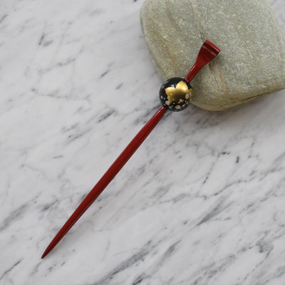 【髪飾り 蒔絵かんざし 紅葉・黒赤】玉かんざし 簪 ヘアアクセサリー  日本製 浴衣や成人式振袖、卒業式袴や普段のヘアアレンジにも（5432632500）