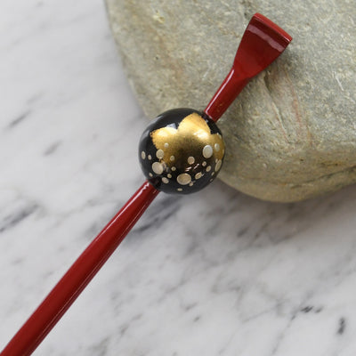 【髪飾り 蒔絵かんざし 紅葉・黒赤】玉かんざし 簪 ヘアアクセサリー  日本製 浴衣や成人式振袖、卒業式袴や普段のヘアアレンジにも（5432632500）