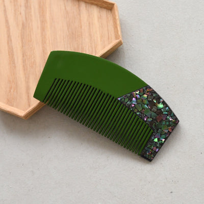 【蒔絵塗り前櫛かんざし 螺鈿の氷裂文】くし 和コーム 螺鈿 ヘアアクセサリー  髪飾り 日本製 浴衣や成人式振袖、卒業式袴や普段のヘアアレンジにも（5432633600）