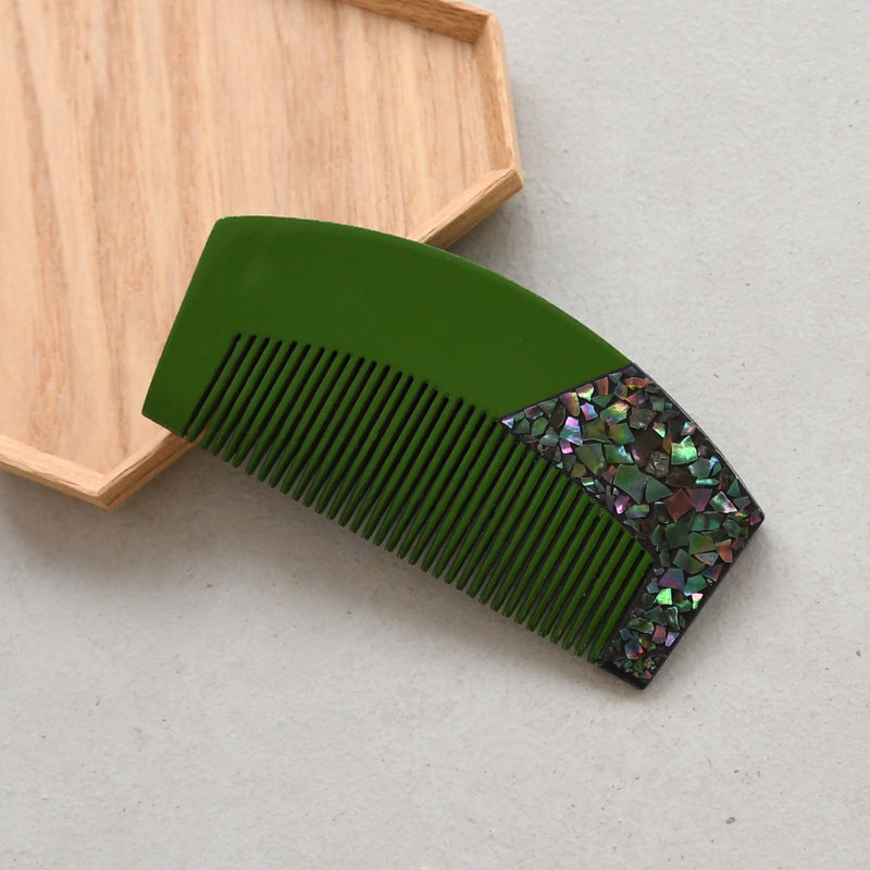 【蒔絵塗り前櫛かんざし 螺鈿の氷裂文】くし 和コーム 螺鈿 ヘアアクセサリー  髪飾り 日本製 浴衣や成人式振袖、卒業式袴や普段のヘアアレンジにも（5432633600）