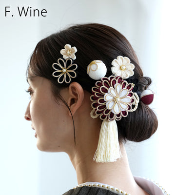 【髪飾り 菊華 コームUピン3点セット】つまみ細工  ヘアアクセサリー  日本製 成人式振袖や卒業式袴にも（5432633801）【取り寄せ品】