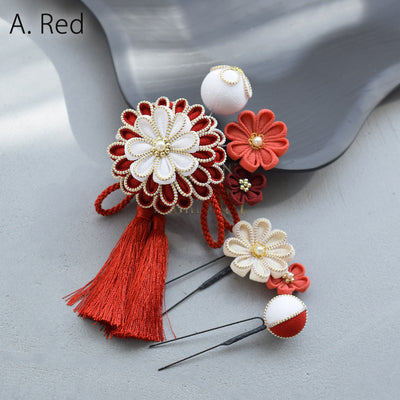 【髪飾り 菊華 コームUピン3点セット】つまみ細工  ヘアアクセサリー  日本製 成人式振袖や卒業式袴にも（5432633801）【取り寄せ品】