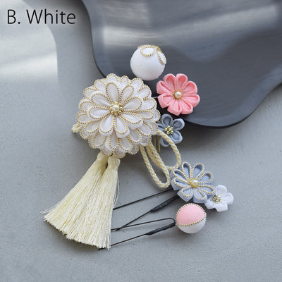 【髪飾り 菊華 コームUピン3点セット】つまみ細工  ヘアアクセサリー  日本製 成人式振袖や卒業式袴にも（5432633801）【取り寄せ品】