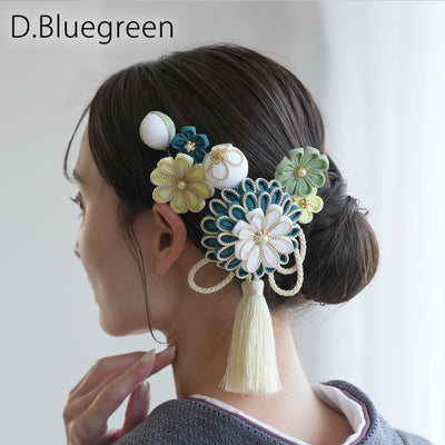 【髪飾り 菊華 コームUピン3点セット】つまみ細工  ヘアアクセサリー  日本製 成人式振袖や卒業式袴にも（5432633801）【取り寄せ品】