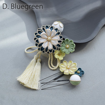 【髪飾り 菊華 コームUピン3点セット】つまみ細工  ヘアアクセサリー  日本製 成人式振袖や卒業式袴にも（5432633801）【取り寄せ品】