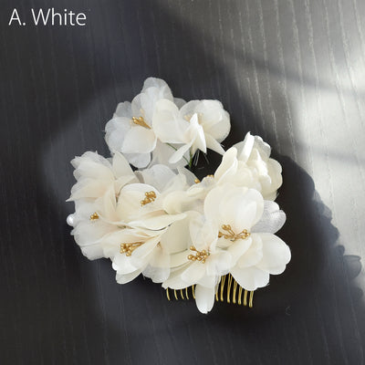 【髪飾り オーガンジーブーケ コームUピン 3点セット】花 ヘアアクセ  ヘアアクセサリー  日本製 成人式振袖や卒業式袴にも（5432634401）【取り寄せ品】