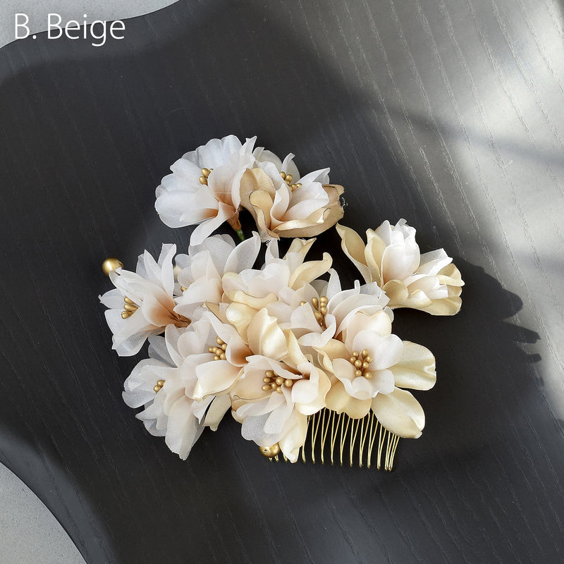 【髪飾り オーガンジーブーケ コームUピン 3点セット】花 ヘアアクセ  ヘアアクセサリー  日本製 成人式振袖や卒業式袴にも（5432634401）【取り寄せ品】