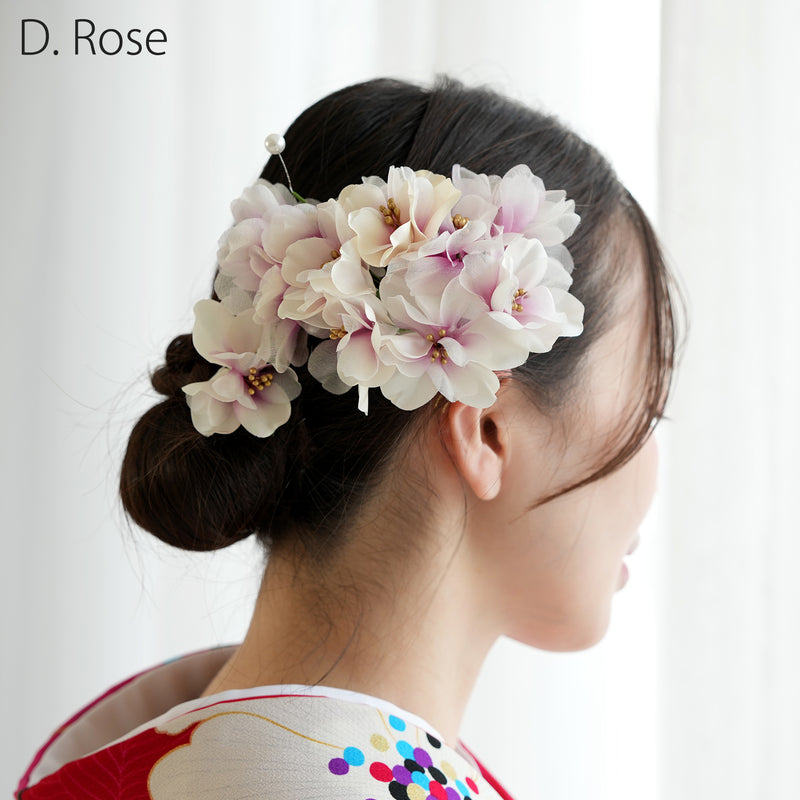 【髪飾り オーガンジーブーケ コームUピン 3点セット】花 ヘアアクセ  ヘアアクセサリー  日本製 成人式振袖や卒業式袴にも（5432634401）【取り寄せ品】