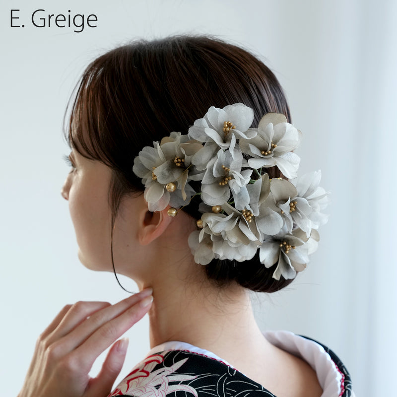 【髪飾り オーガンジーブーケ コームUピン 3点セット】花 ヘアアクセ  ヘアアクセサリー  日本製 成人式振袖や卒業式袴にも（5432634401）【取り寄せ品】