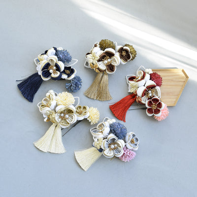 【髪飾り 梅雅 コームUピン2点セット】パール つまみ細工  ヘアアクセサリー  日本製 成人式振袖や卒業式袴にも（5432634901）【取り寄せ品】