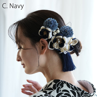 【髪飾り 梅雅 コームUピン2点セット】パール つまみ細工  ヘアアクセサリー  日本製 成人式振袖や卒業式袴にも（5432634901）【取り寄せ品】