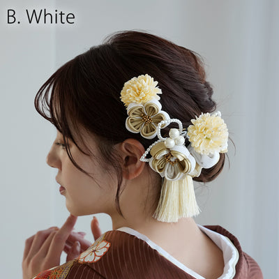 【髪飾り 梅雅 コームUピン2点セット】パール つまみ細工  ヘアアクセサリー  日本製 成人式振袖や卒業式袴にも（5432634901）【取り寄せ品】