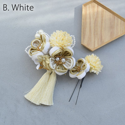 【髪飾り 梅雅 コームUピン2点セット】パール つまみ細工  ヘアアクセサリー  日本製 成人式振袖や卒業式袴にも（5432634901）【取り寄せ品】