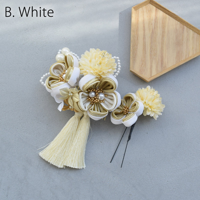 【髪飾り 梅雅 コームUピン2点セット】パール つまみ細工  ヘアアクセサリー  日本製 成人式振袖や卒業式袴にも（5432634901）【取り寄せ品】