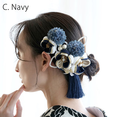 【髪飾り 梅雅 コームUピン2点セット】パール つまみ細工  ヘアアクセサリー  日本製 成人式振袖や卒業式袴にも（5432634901）【取り寄せ品】