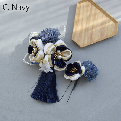 【髪飾り 梅雅 コームUピン2点セット】パール つまみ細工  ヘアアクセサリー  日本製 成人式振袖や卒業式袴にも（5432634901）【取り寄せ品】